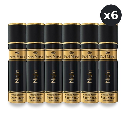 Royal Mirage 200ml Body Spray Night Pack of 6