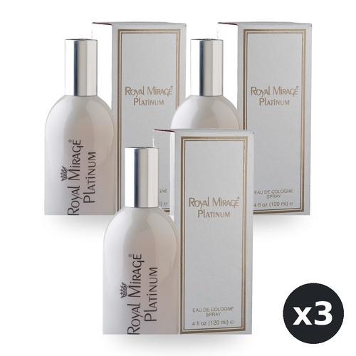 Royal Mirage 120ml Eau De Cologne EDC Spray Platinum Pack of 3