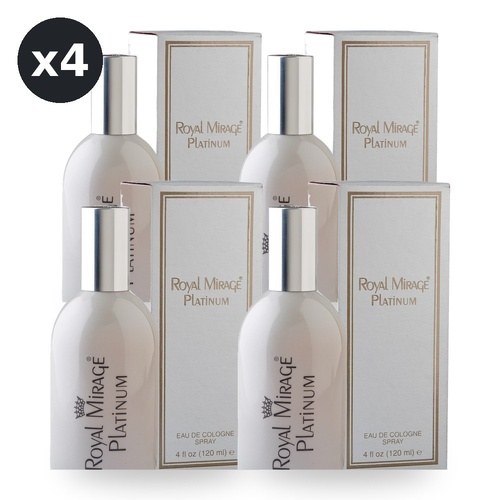 Royal Mirage 120ml Eau De Cologne EDC Spray Platinum Pack of 4
