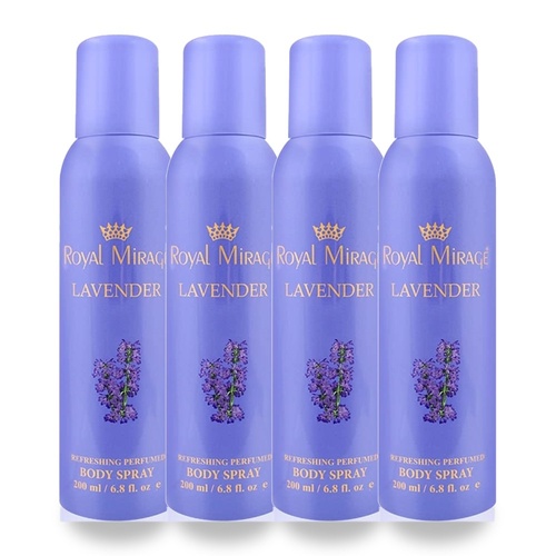 Royal Mirage 200ml Body Spray Lavender Pack of 4