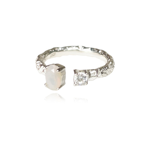 Culturesse Eislyn Twin Zircon Open Ring (Silver)