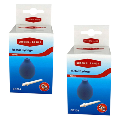 Surgical Basics 2 Pack 100ml Enema Bulb Rectal Vaginal Reusable Syringe