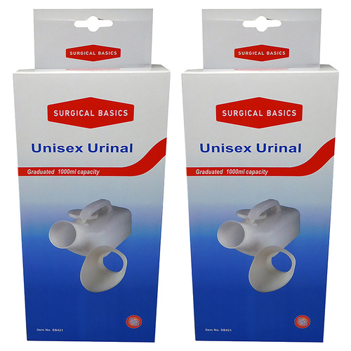 Surgical Basics Unisex Urinal 1L Bottle with Lid Pack of 2