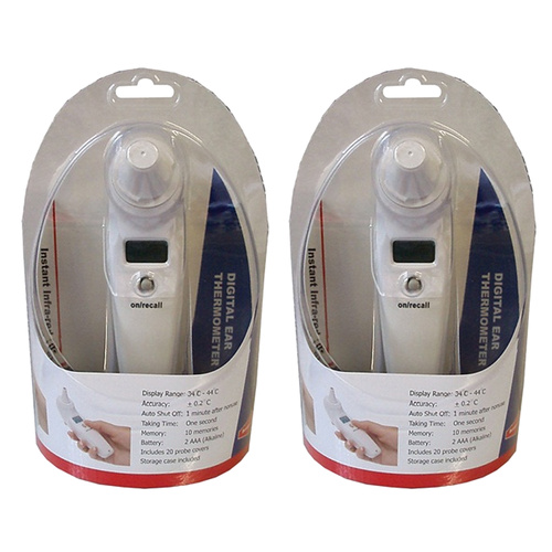 Surgical Basics Digital Ear Thermometer 20 Probe Covers and Case Pack of 2