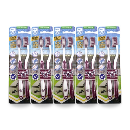 NRL Manly Warringah Sea Eagles Toothbrushes 2 Pack x 5