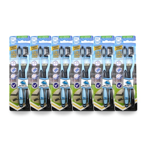 NRL Cronulla Sharks Toothbrushes 2 Pack x 6