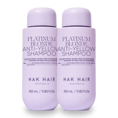NAK Signature Platinum Blonde Anti - Yellow Shampoo 350ml Pack of 2