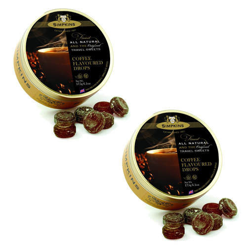 Simpkins Coffee Flavoured Drops 2 Pack 200g Tin Sweets Candy Lollies