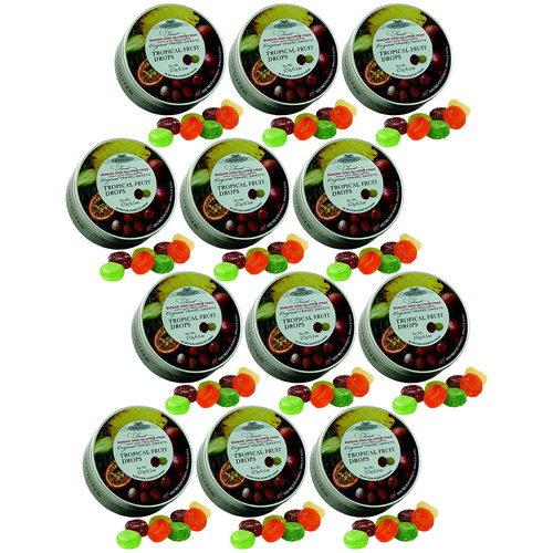 Simpkins Sugar Free Tropical Fruit Drops 12 x 175g Tins Gluten Free Sweets