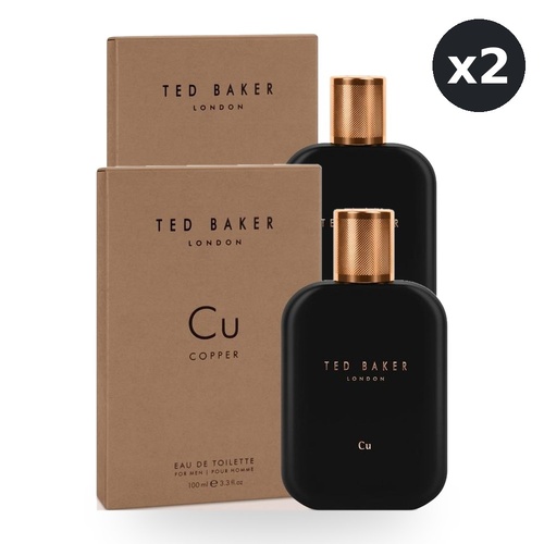 Ted Baker for Men Cu Copper Tonic Eau De Toilette EDT 100ml Pack of 2