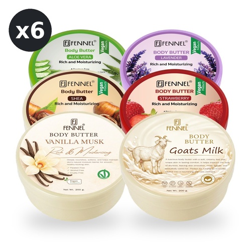 Fennel Body Butter Variety Pack 6 x 200g – Calm & Soothe + Sweet & Creamy