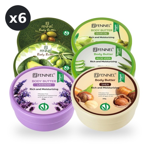 Fennel Body Butter Variety Pack 6 x 200g – Nourishing Oils + Calm & Soothe