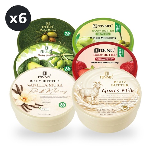 Fennel Body Butter Variety Pack 6 x 200g – Nourishing Oils + Sweet & Creamy