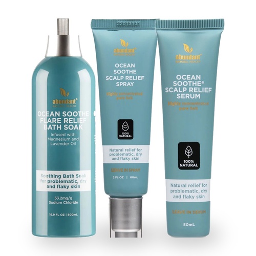 Abundant Natural Health Ocean Soothe Relief Kit – Body Soak, Scalp Spray, Serum