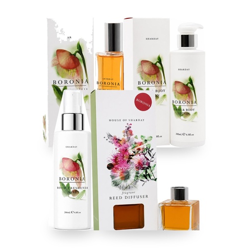 Sharday Boronia Gift Set 4 Piece – EDT, Lotion, Room Spray, Reed Diffuser