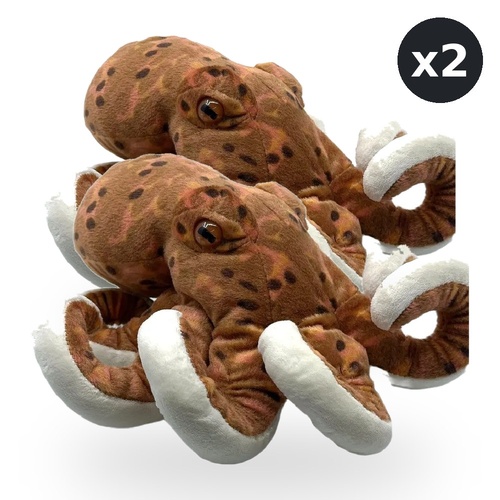 Wild Republic Cuddlekins Octopus Plush Toy Aquatic Stuffed Animal 30cm Pack of 2