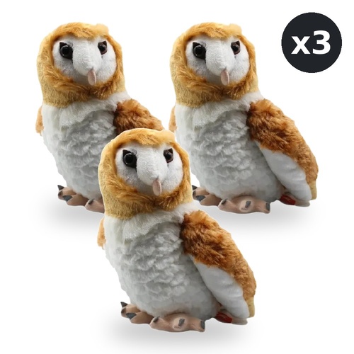 Wild Republic Cuddlekins Barn Owl Plush Toy Stuffed Animal 30cm Pack of 3