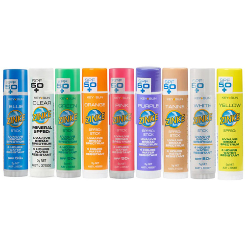 ZINKE SPF 50 Plus Zinc Stick 5g Full Colour Range Bundle